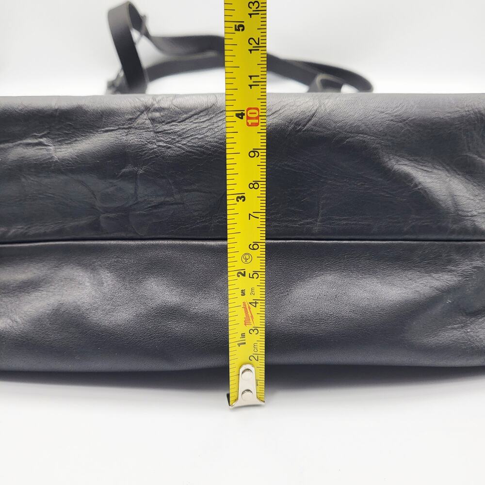 Meyelo Classic Artisan Crafted Black Leather Signature Tote Caryall Shopper Bag - Picture 13 of 13